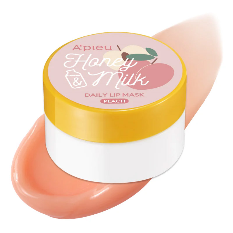 Восстанавливающая маска для губ с персиком APIEU Honey Milk Daily Lip Mask (Peach) 6г