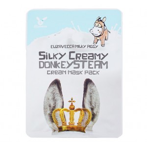 Тканевая маска с кремом из молока ослиц ELIZAVECCA Silky Creamy Donkey Steam Cream Mask Pack 25 мл
