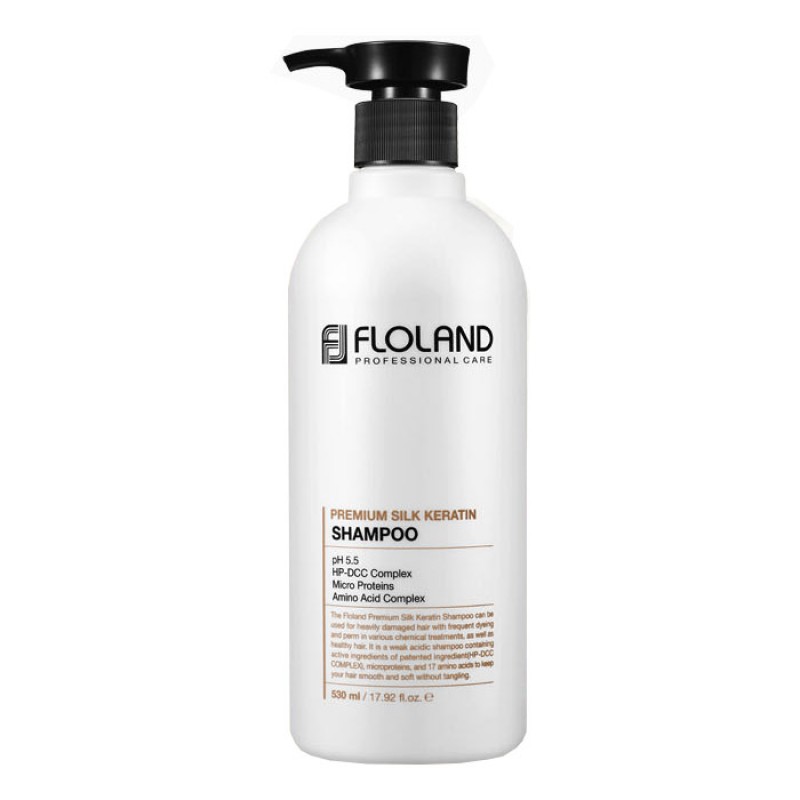 Восстанавливающий шампунь с кератином FLOLAND Premium Silk Keratin Shampoo - 530мл Восстанавливающий шампунь с кератином FLOLAND Premium Silk Keratin Shampoo - 530мл