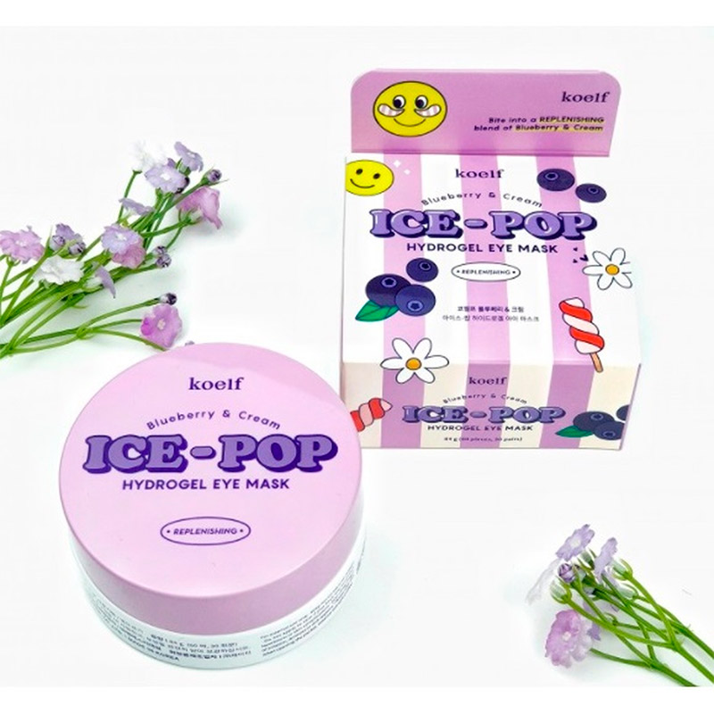 Гидрогелевые патчи для глаз с черникой KOELF Blueberry Cream Ice-Pop Hydrogel Eye Mask 60 шт