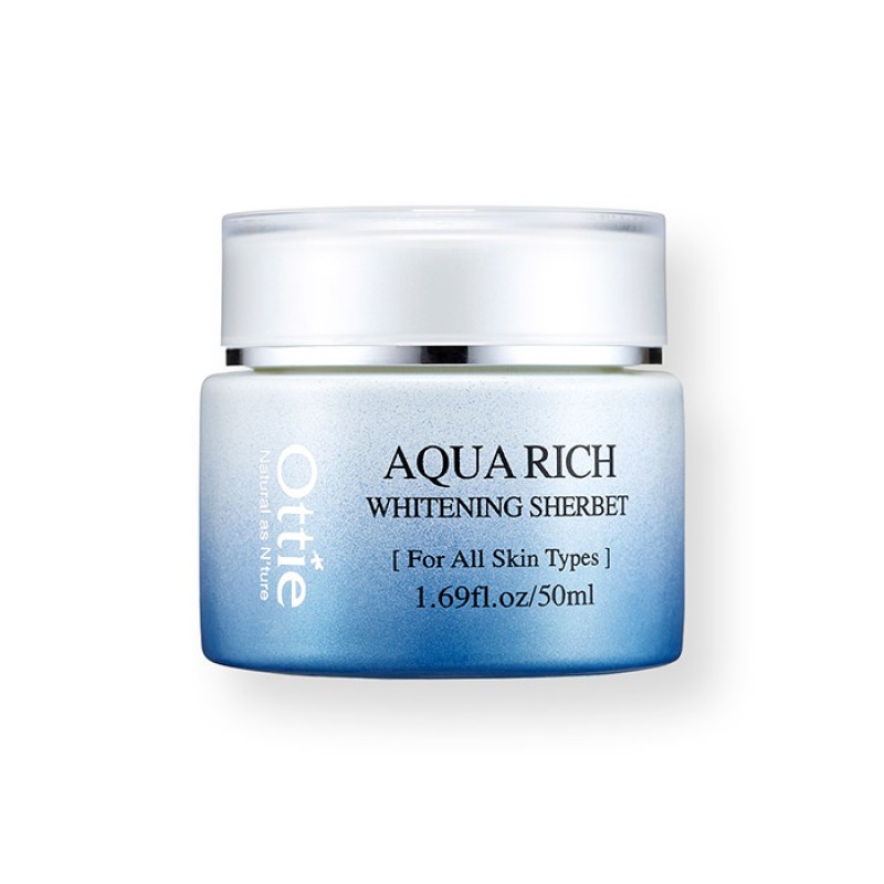 Увлажняющий осветляющий крем-щербет для лица OTTIE Aqua Rich Whitening Sherbet - 50ml