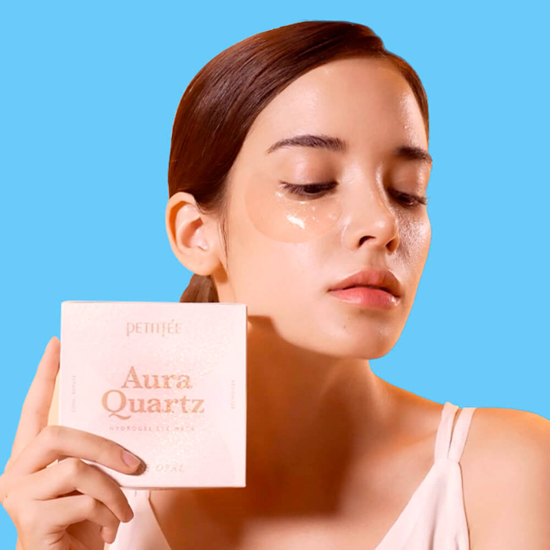 Охлаждающие патчи от морщин и отеков Petitfee Aura Quartz Hydrogel Eye Mask Pure Opal 20 пар