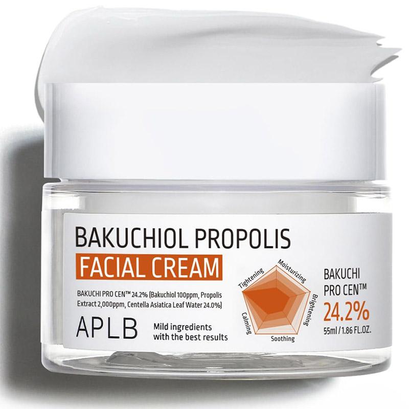Крем для лица с бакучиолом и прополисом APLB Bakuchiol Propolis Facial Cream 55мл Крем для лица с бакучиолом и прополисом APLB Bakuchiol Propolis Facial Cream 55мл