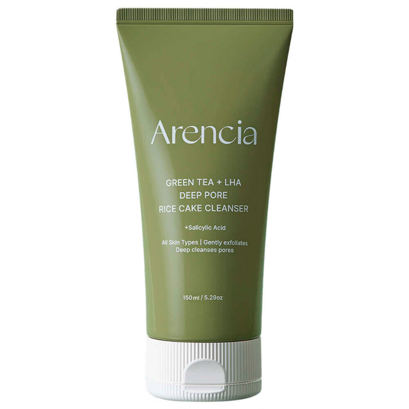 Очищающая пенка с кислотами Arencia Green Tea LHA Deep Pore Rice Cake Cleanser 150 мл