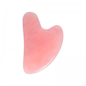 Скребок гуаша V-образной формы из натурального розового кварца AYOUME Massager Guasha Rose Quartz  