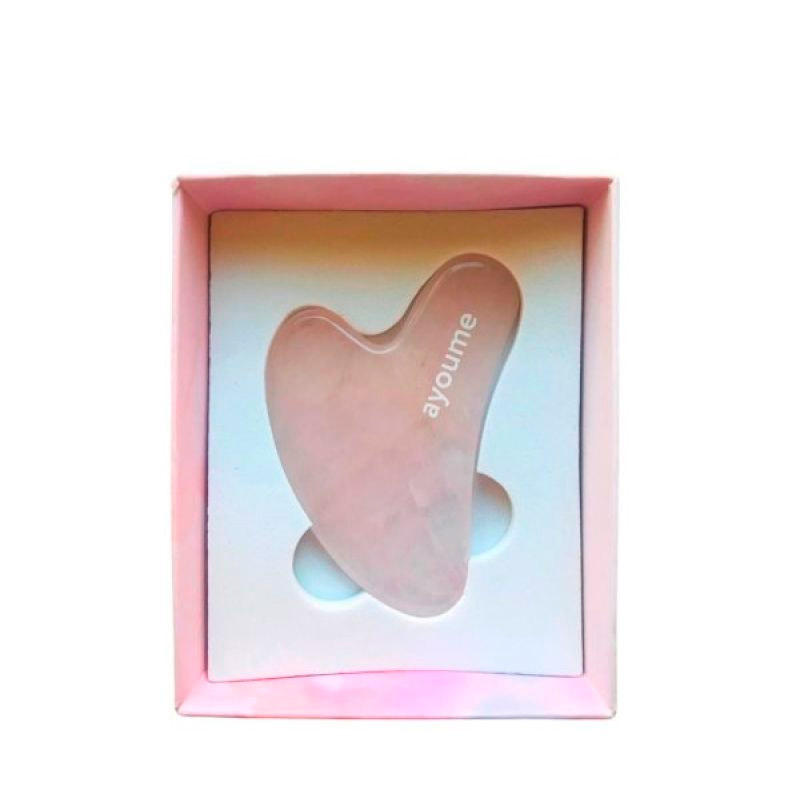 Скребок гуаша V-образной формы из натурального розового кварца AYOUME Massager Guasha Rose Quartz  