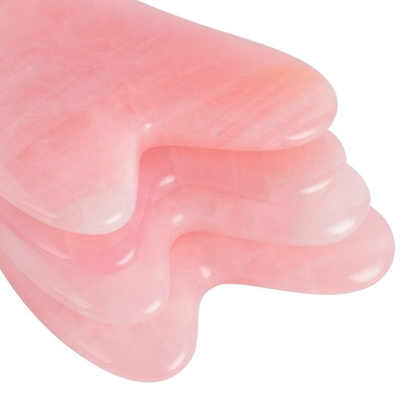 Скребок гуаша V-образной формы из натурального розового кварца AYOUME Massager Guasha Rose Quartz  
