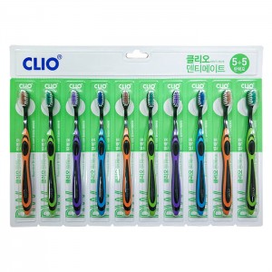 Набор зубных щеток с щетиной средней жесткости CLIO Denti-Mate Normal Toothbrush - 10 шт