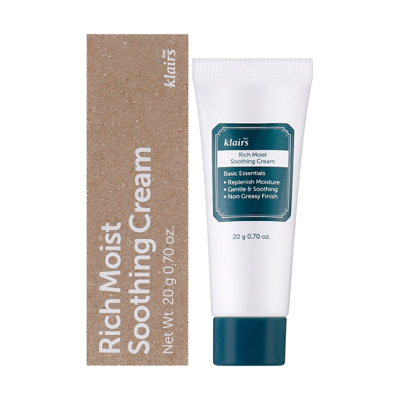 Миниатюра успокаивающего крема Dear, Klairs Rich Moist Soothing Cream 20 мл Миниатюра успокаивающего крема Dear, Klairs Rich Moist Soothing Cream 20 мл