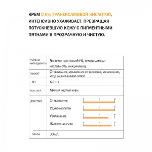 Осветляющий крем с транексамовой кислотой Derma Factory Tranexamic Acid 6 Cream 30мл