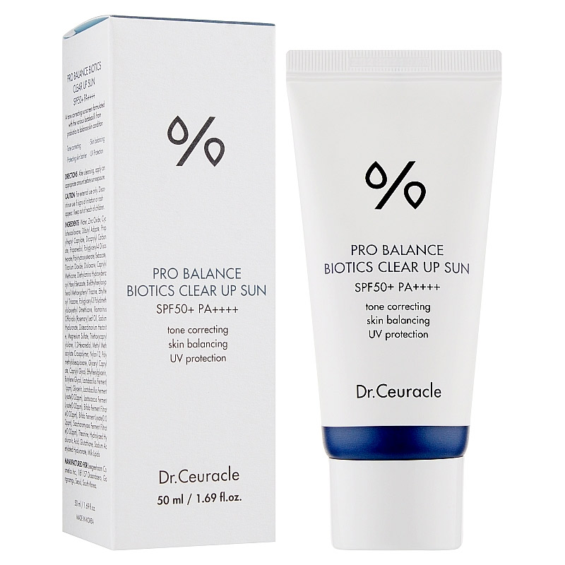 Солнцезащитный крем с пробиотиками Dr.CEURACLE Pro Balance Biotics Clear Up Sun SPF 50+ PA++++ 50мл