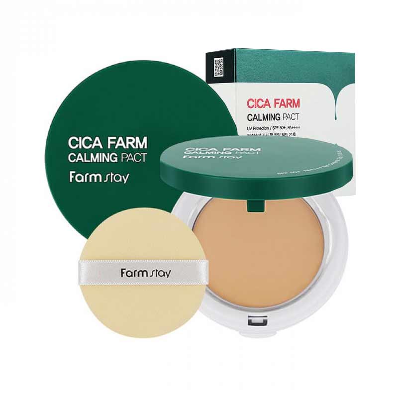 Успокаивающая пудра с запасным блоком FARMSTAY Cica Farm Calming Pact + Refill SPF50+ PA++++ 13+13 гр