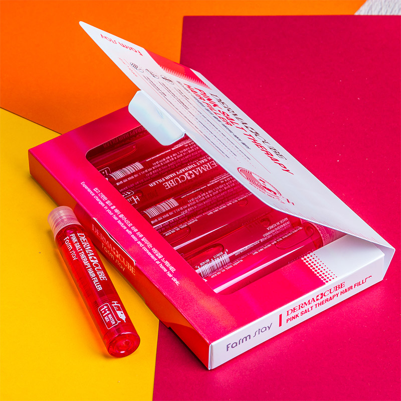 Укрепляющий филлер с розовой солью для волос FARMSTAY Derma Cube Pink Salt Therapy Hair Filler 13мл
