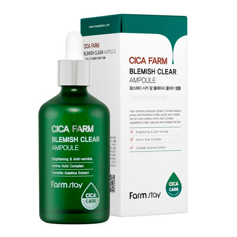 Сыворотка ампульная с экстрактом центеллы Farmstay Cica Farm Blemish Clear Ampoule 100мл Сыворотка ампульная с экстрактом центеллы Farmstay Cica Farm Blemish Clear Ampoule 100мл