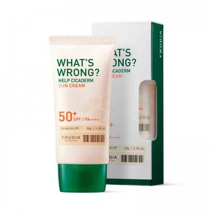 Солнцезащитный крем с экстрактом центеллы Frudia What’s Wrong Help Cicaderm Sun Cream SPF50+ PA++++ 50мл