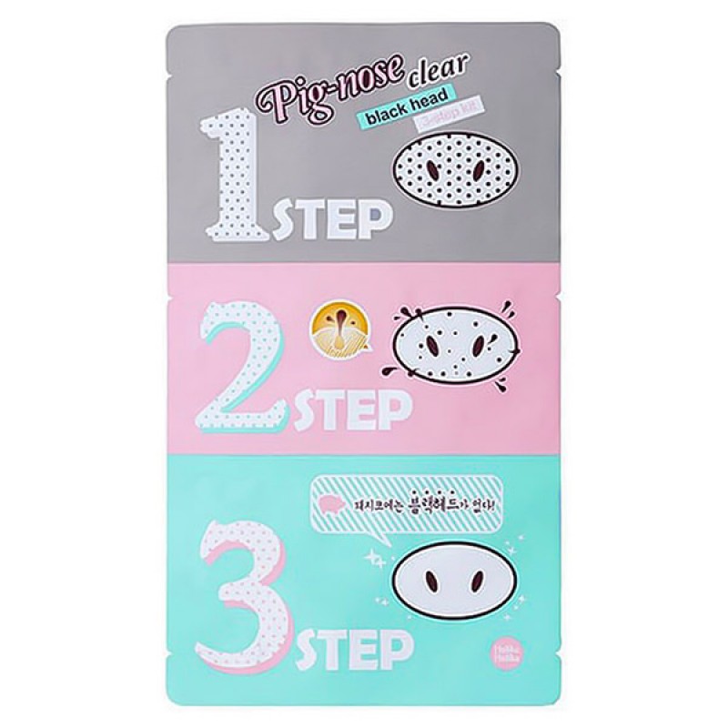 Трехступенчатые полоски (пластыри) для носа Holika Holika Pig-nose Clear Black Head 3-step Kit - 7г