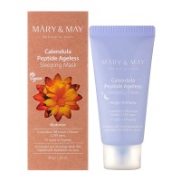 Миниатюра ночной антивозрастной маски с лепестками календулы Mary May Calendula Peptide Ageless Sleeping Mask 30мл