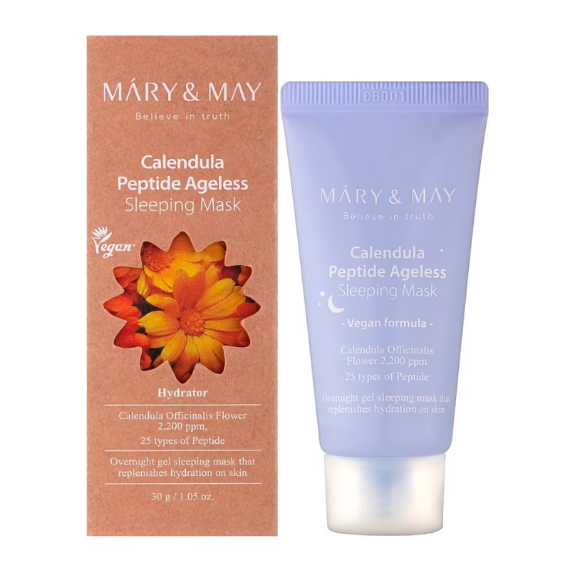 Миниатюра ночной антивозрастной маски с лепестками календулы Mary May Calendula Peptide Ageless Sleeping Mask  30мл Миниатюра ночной антивозрастной маски с лепестками календулы Mary May Calendula Peptide Ageless Sleeping Mask  30мл