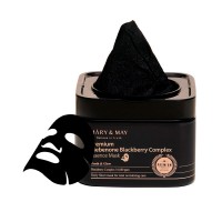 Набор антиоксидантных масок с идебеноном Mary May Premium Idebenone Blackberry Complex Essence Mask 20шт