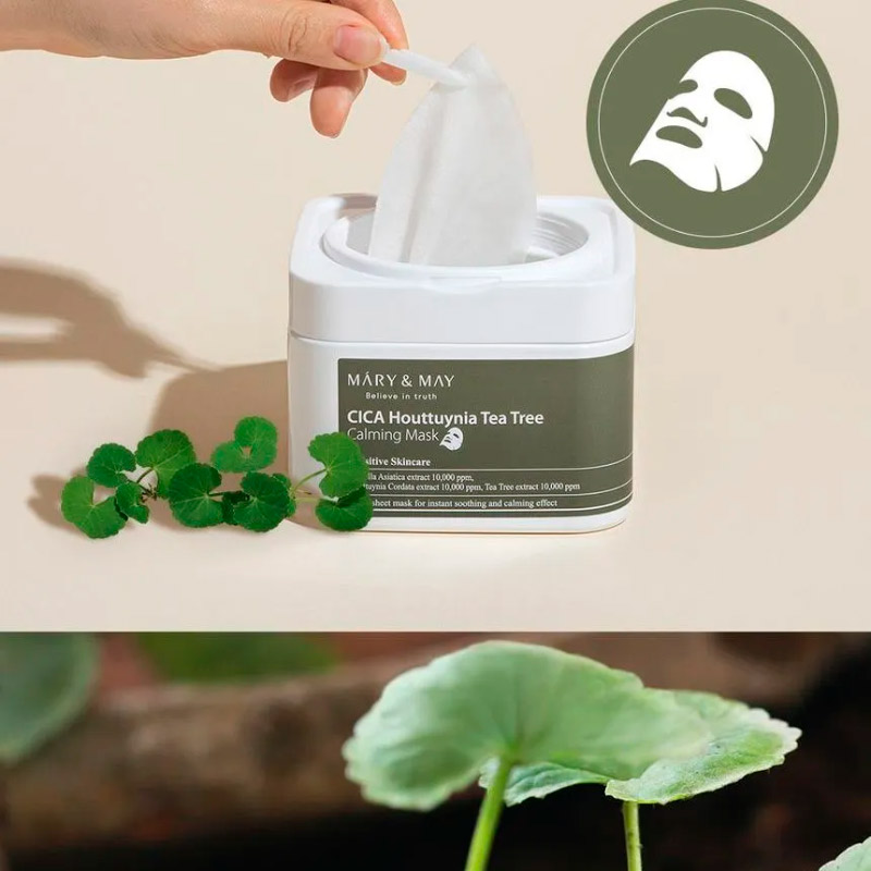 Набор масок с центеллой для чувствительной кожи Mary May Cica Houttuynia Tea Tree Calming Mask 30 шт
