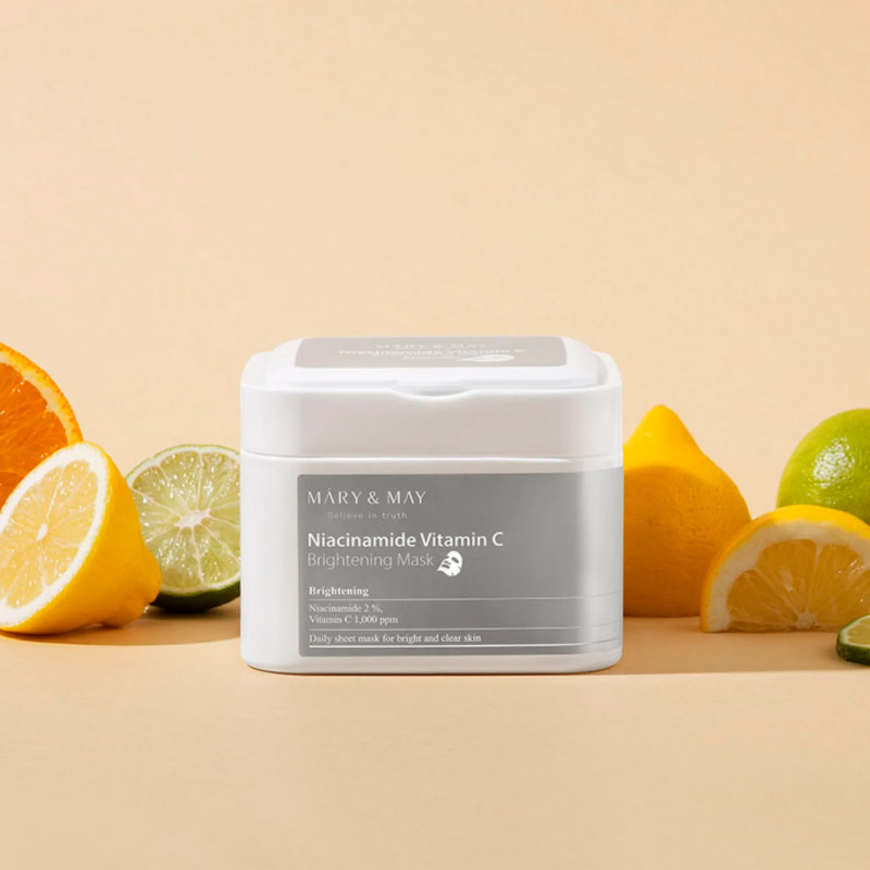 Набор осветляющих масок с ниацинамидом Mary May Niacinamide Vitamin C Brightening Mask 30 шт