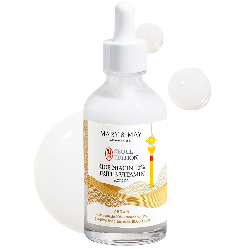 Осветляющая рисовая сыворотка для лица с ниацинамидом Mary May Rice Niacin 10 Triple Vitamin Serum 80мл Осветляющая рисовая сыворотка для лица с ниацинамидом Mary May Rice Niacin 10 Triple Vitamin Serum 80мл
