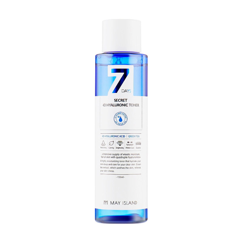 Тонер для лица с гиалуроновой кислотой MAY ISLAND Seven Days Secret 4D Hyaluronic Toner 155мл Тонер для лица с гиалуроновой кислотой MAY ISLAND Seven Days Secret 4D Hyaluronic Toner 155мл