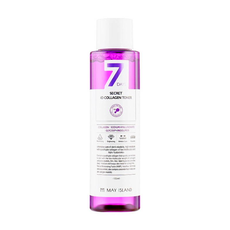 Тонер с коллагеном MAY ISLAND 7 Days Secret 4D Collagen Toner 155мл Тонер с коллагеном MAY ISLAND 7 Days Secret 4D Collagen Toner 155мл