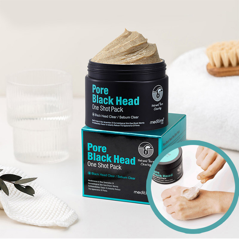 Разогревающая глиняная маска от черных точек Meditime Pore Black Head One Shot Pack 120 гр