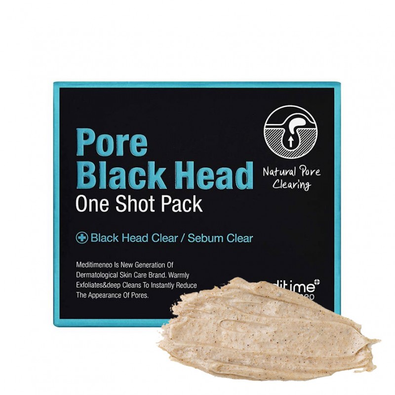 Разогревающая глиняная маска от черных точек Meditime Pore Black Head One Shot Pack 120 гр
