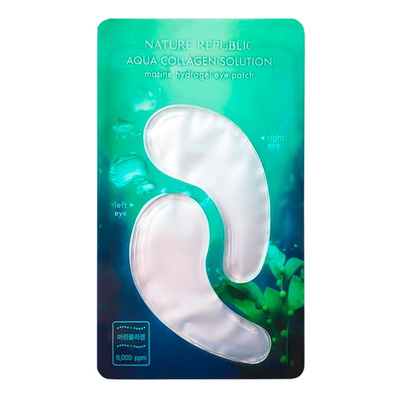 Гидрогелевые патчи с коллагеном для глаз NATURE REPUBLIC Aqua Collagen Solution Marine Hydrogel Eye Patch - 1 пара