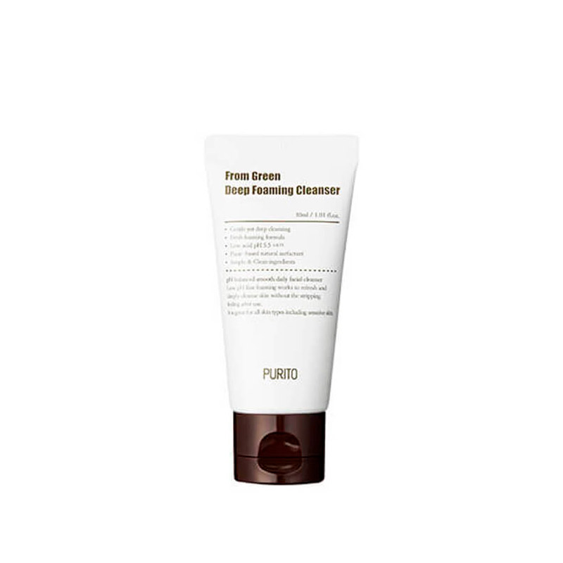 Миниатюра пенки с центеллой и зеленым чаем Purito From Green Deep Foaming Cleanser 30 мл Миниатюра пенки с центеллой и зеленым чаем Purito From Green Deep Foaming Cleanser 30 мл