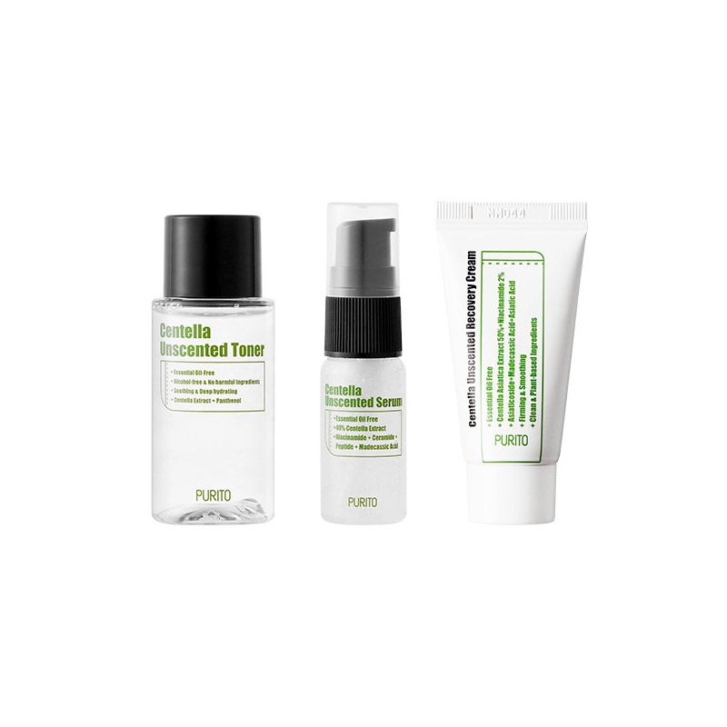  Набор миниатюр средств с центеллой без масел PURITO Centella Unscented Mini Kit