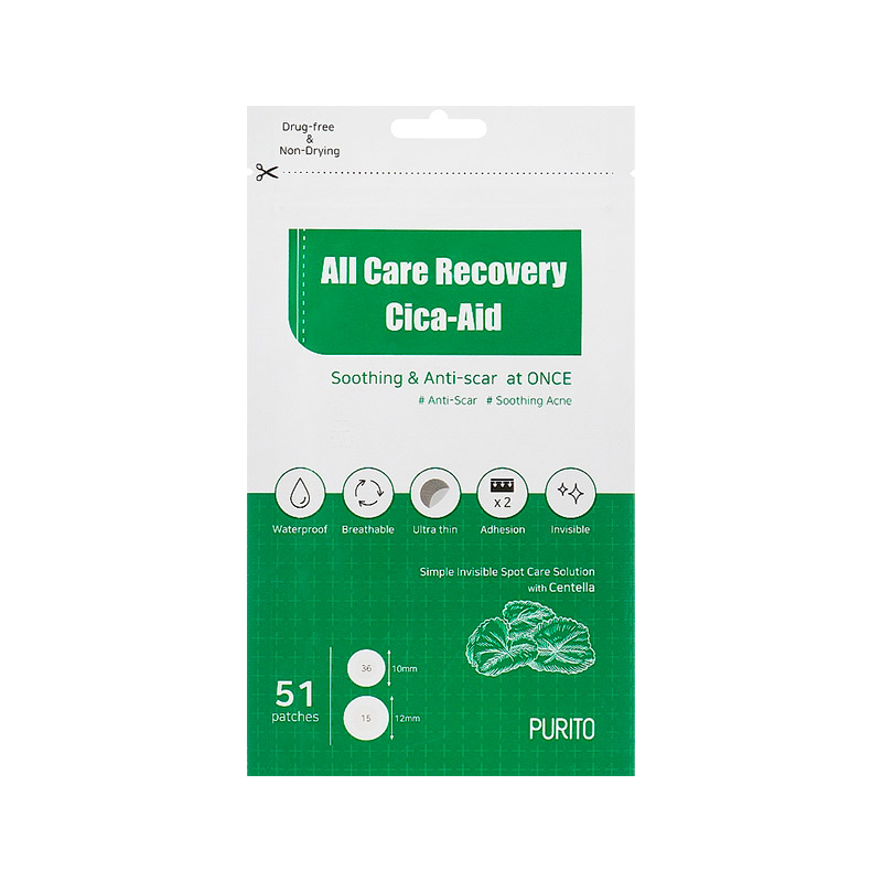 Наклейки-патчи от прыщей PURITO All Care Recovery Cica-Aid 51 шт Наклейки-патчи от прыщей PURITO All Care Recovery Cica-Aid 51 шт