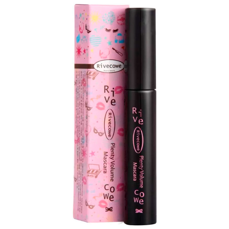 Тушь для ресниц черная объем и подкручивание Rivecowe Plenty Volume Mascara 8 мл