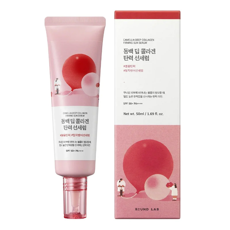 Солнцезащитная сыворотка Round Lab Camellia Deep Collagen Firming Sun Serum SPF50+ PA++++ 50мл