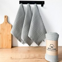 Полотенца вафельные для кухни, цвет СЕРО-ГОЛУБОЙ