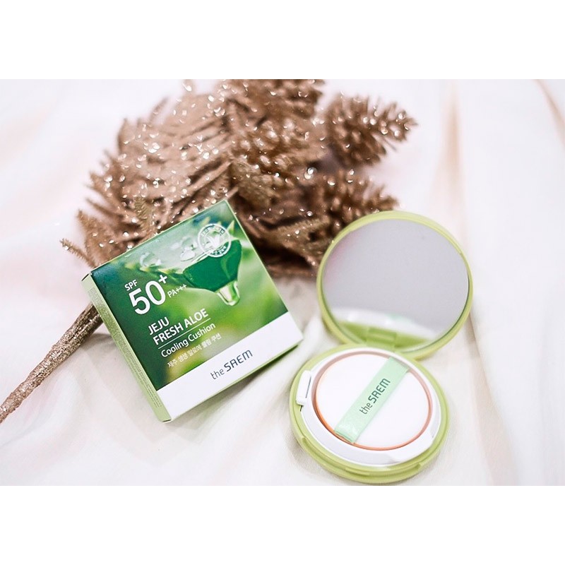 Кушон охлаждающий с алоэ THE SAEM Jeju Fresh Aloe Cooling Cushion SPF50+ PA+++ - 12 гр
