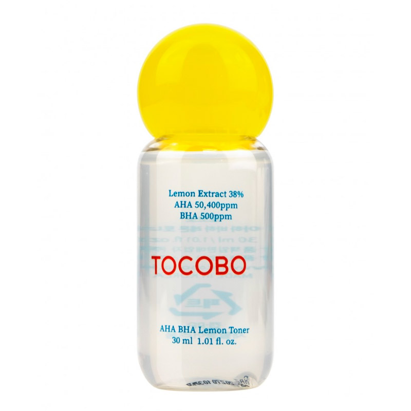 Миниатюра кислотного тонера Tocobo AHA BHA Lemon Toner 30мл Миниатюра кислотного тонера Tocobo AHA BHA Lemon Toner 30мл
