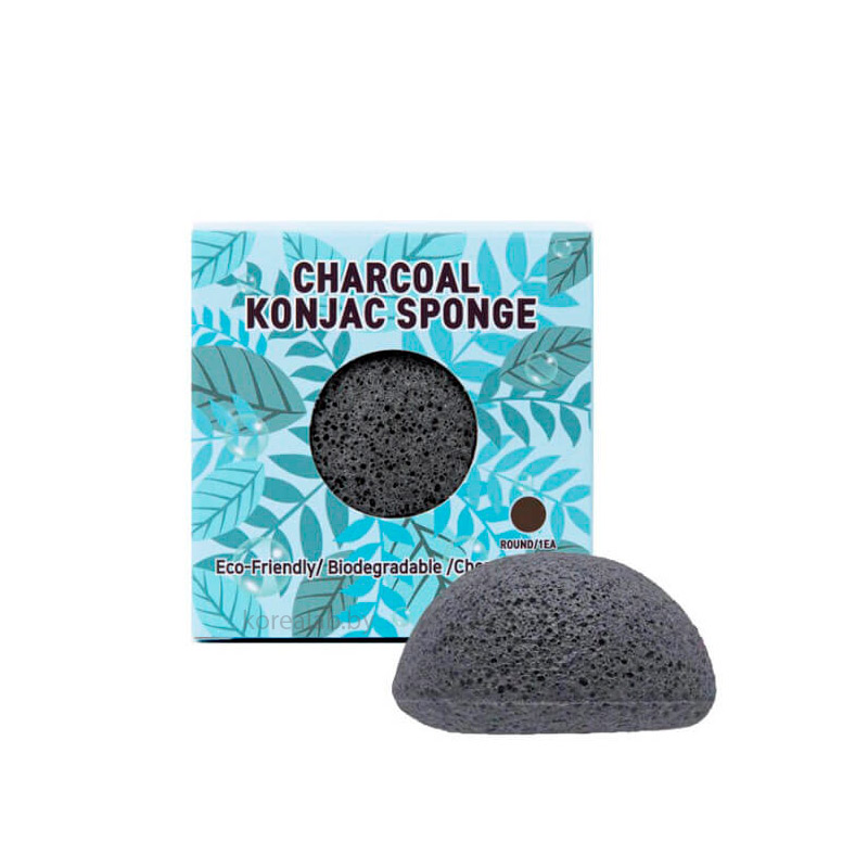 Спонж конняку с древесным углем TRIMAY Charcoal Konjac Sponge 1 шт Спонж конняку с древесным углем TRIMAY Charcoal Konjac Sponge 1 шт