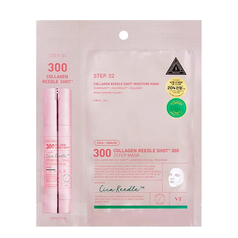 Интенсивная двухфазная маска с коллагеном VT Cosmetics Collagen Reedle Shot 300 2step Mask 1,5г+25г