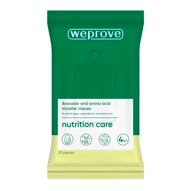Мицеллярные салфетки с аминокислотами и авокадо WEPROVE Avocado Amino Acids Micellar Tissues 30 шт
