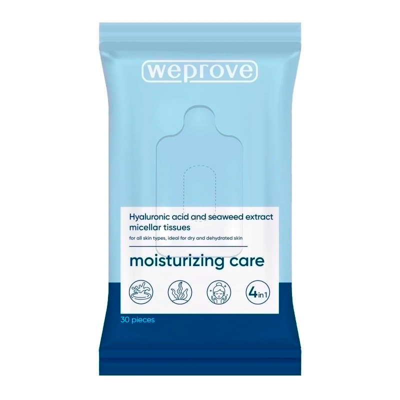 Мицеллярные салфетки с гиалуроновой кислотой WEPROVE Hyaluronic Acid Seaweed Micellar Tissues 30 шт
