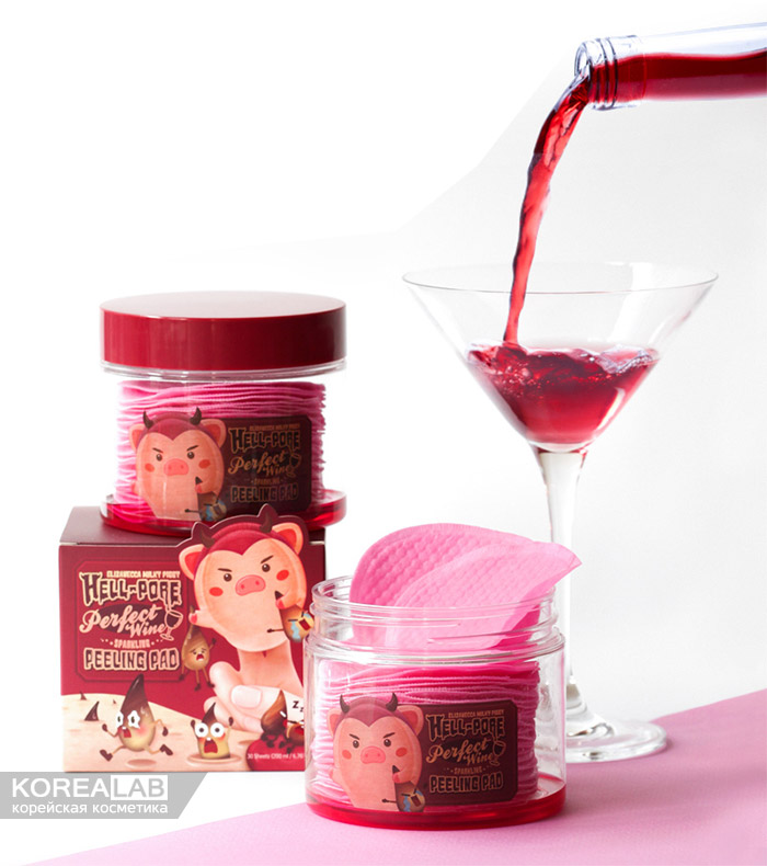Пилинг-пады с экстрактом вина ELIZAVECCA Milky Piggy Hell-Pore Perfect Wine Sparkling Peeling Pad