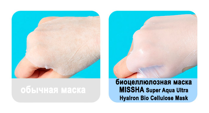 Увлажняющая биоцеллюлозная маска для лица MISSHA Super Aqua Ultra Hyalron Bio Cellulose Mask