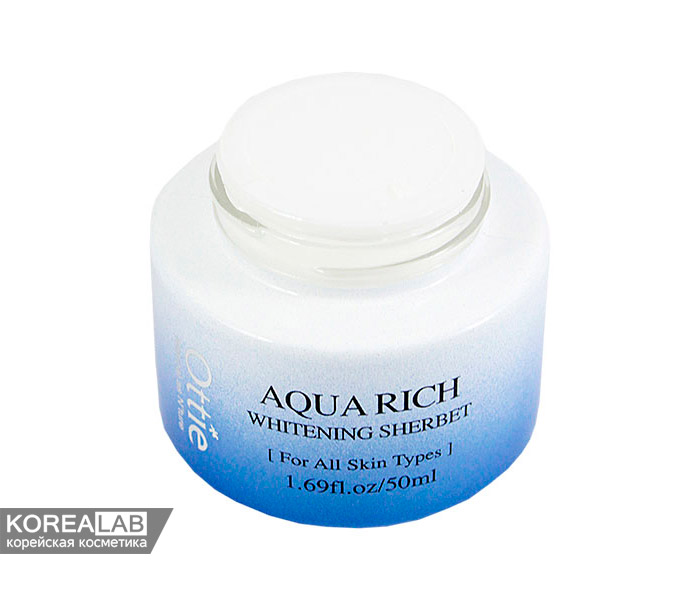 Увлажняющий осветляющий крем-щербет OTTIE Aqua Rich Whitening Sherbet