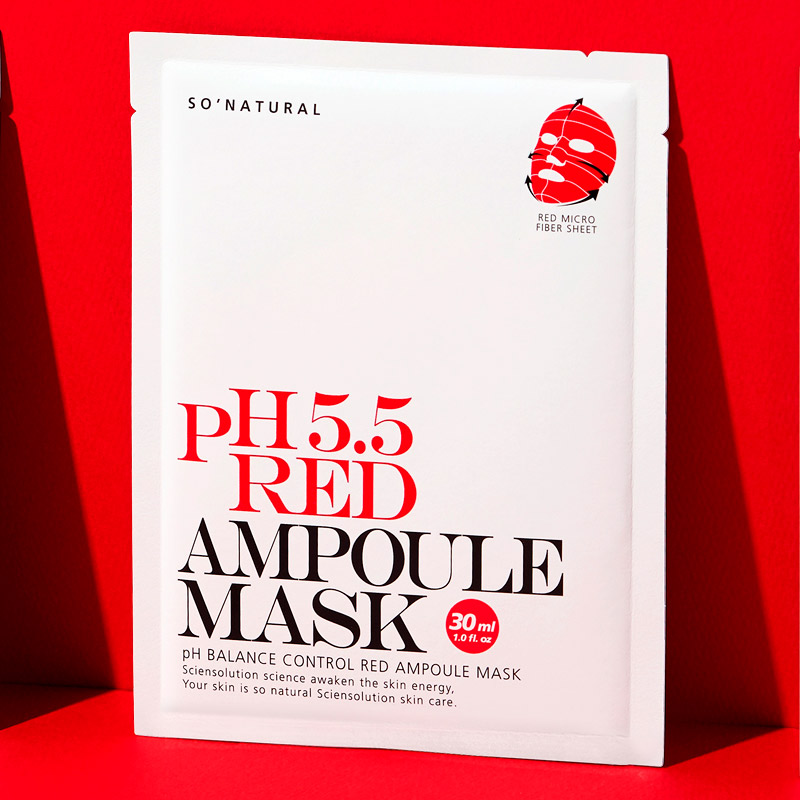 Слабокислотная восстанавливающая маска SO NATURAL 5.5 Red Ampoule Mask Слабокислотная восстанавливающая маска SO NATURAL 5.5 Red Ampoule Mask