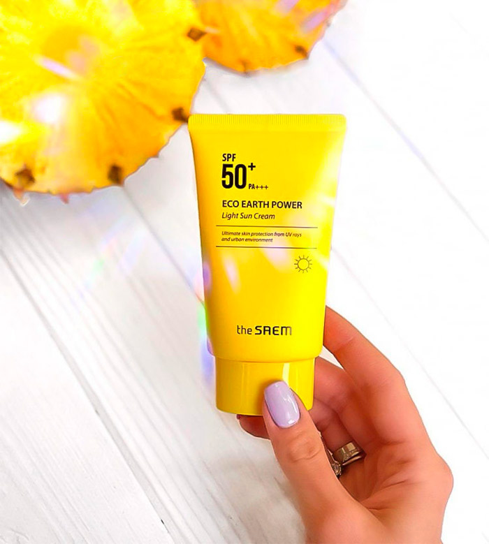 Солнцезащитный легкий крем THE SAEM Eco Earth Power Light Sun Cream SPF50+ PA+++